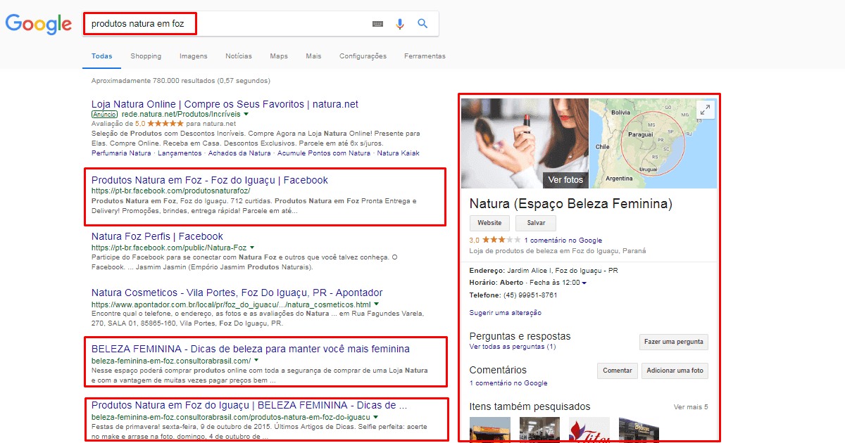 Produtos Natura em Foz